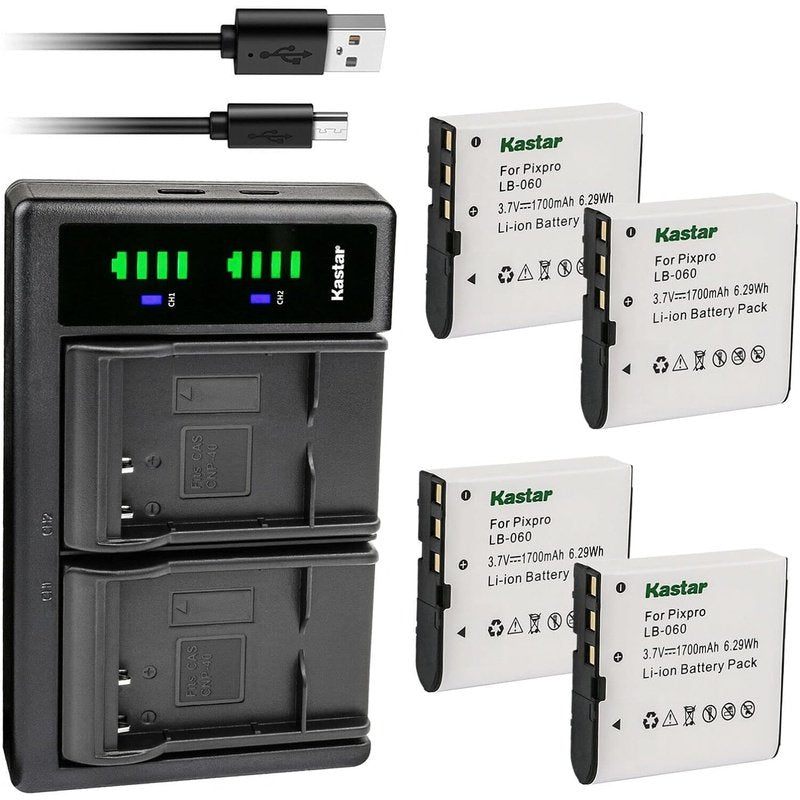 Kastar LB-060 Battery and LTD2 Charger for Select Kodak & Minolta Cameras