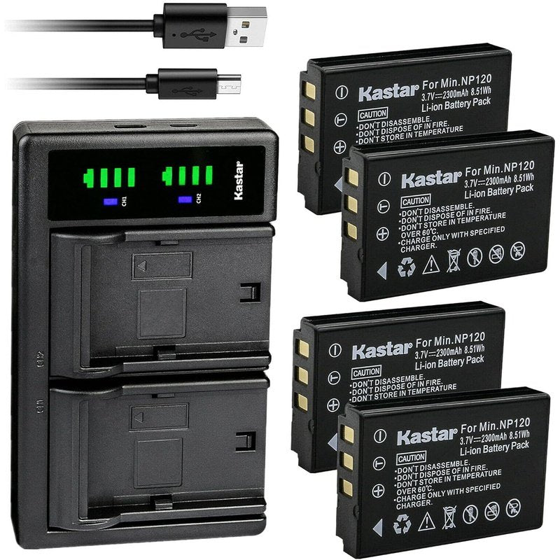 Kastar NP-120 Battery and LTD2 Dual Battery Charger for Select Minolta Cameras