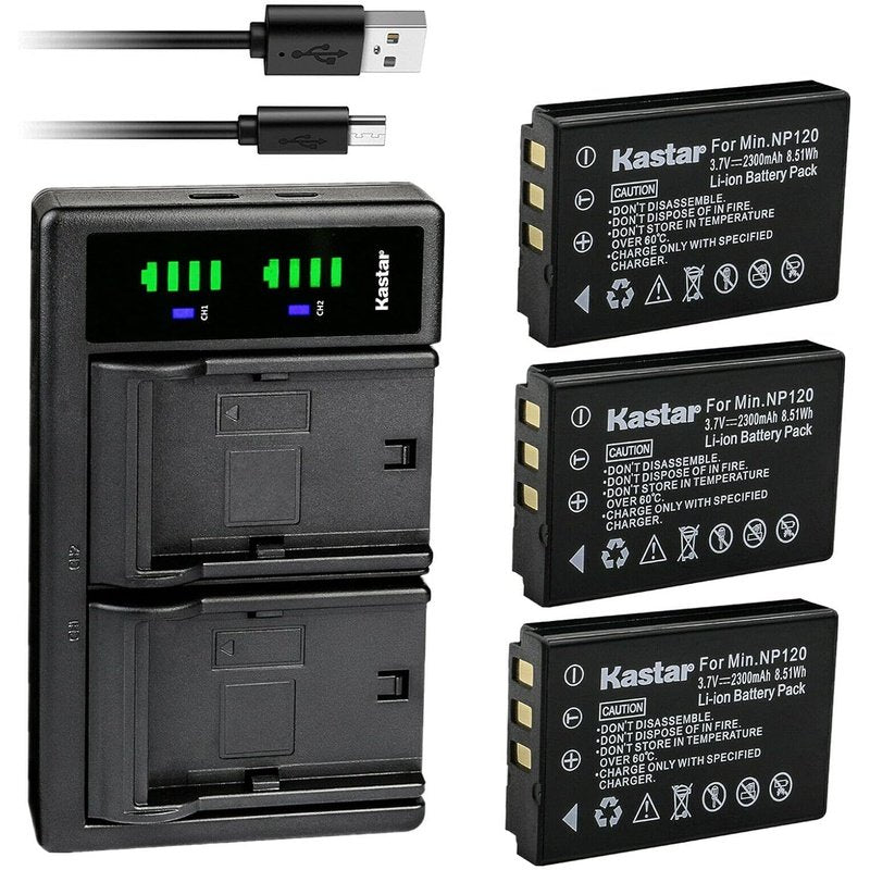 Kastar NP-120 Battery and LTD2 Dual Battery Charger for Select Minolta Cameras
