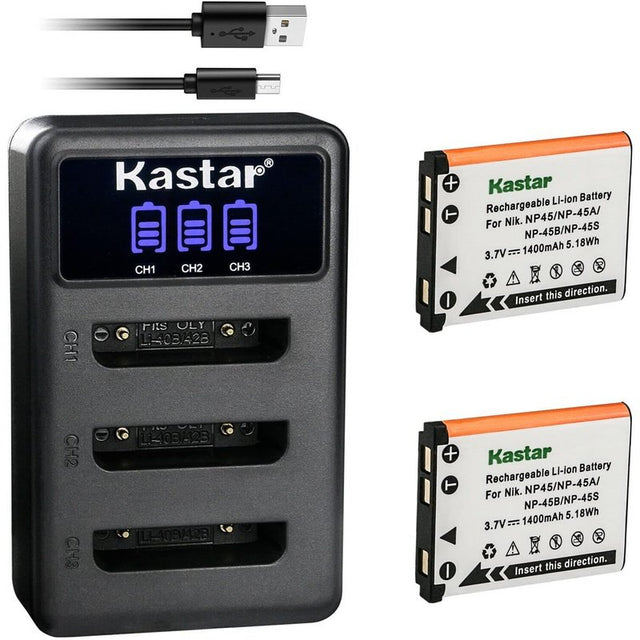 Kastar NP-45 Battery and Triple Charger for Select Minolta Cameras