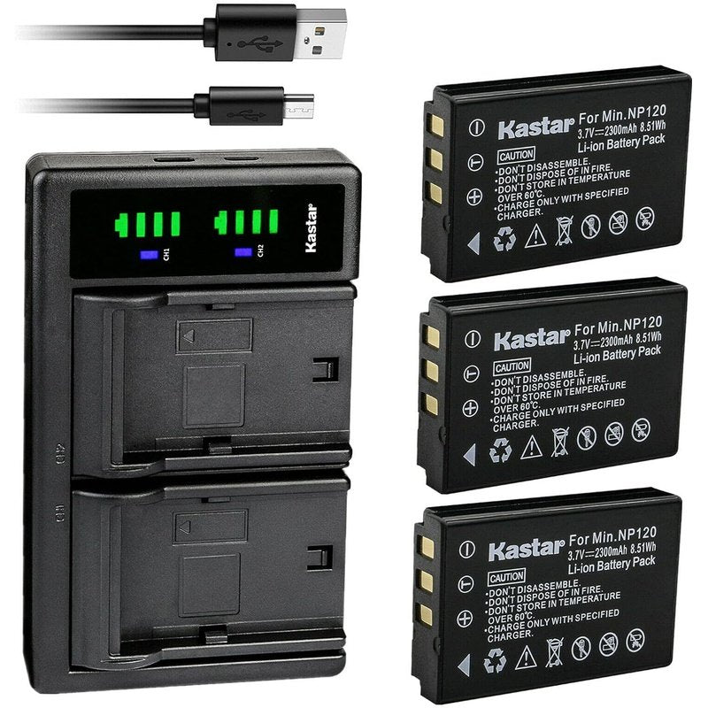 Kastar Q120 Battery and LTD2 Charger for Select Minolta, Zoom and Bell & Howell Cameras