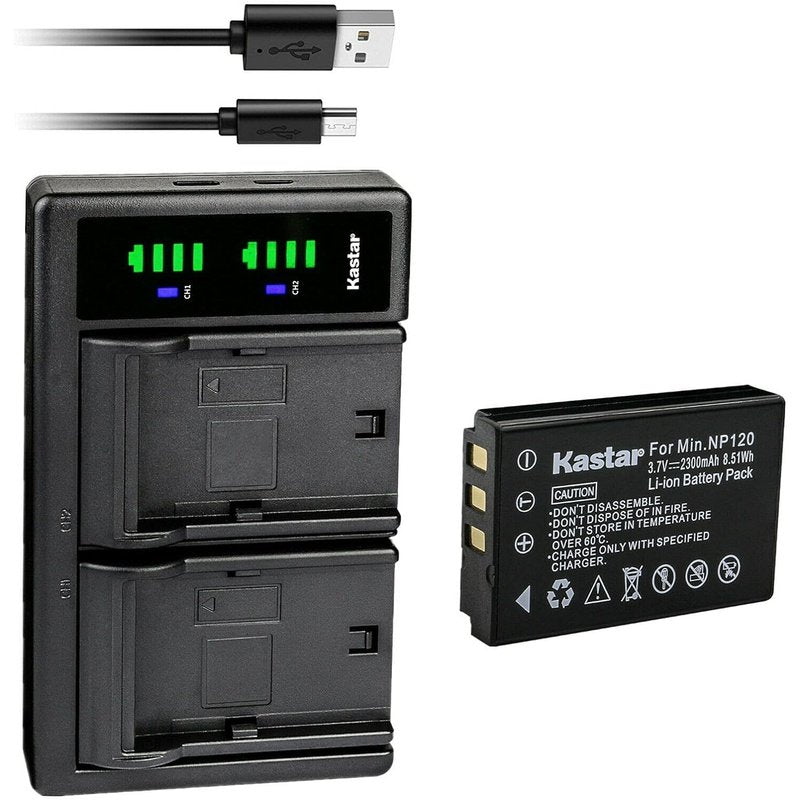 Kastar Q120 Battery and LTD2 Charger for Select Minolta, Zoom and Bell & Howell Cameras