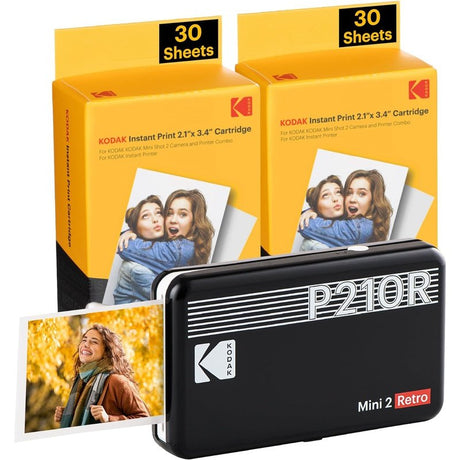 Kodak Mini 2 Retro P210R Portable Photo Printer and Accessory Bundle