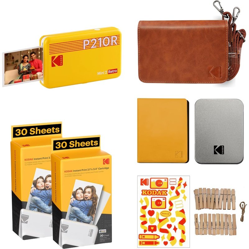 Kodak Mini 2 Retro P210R Portable Photo Printer and Accessory Bundle