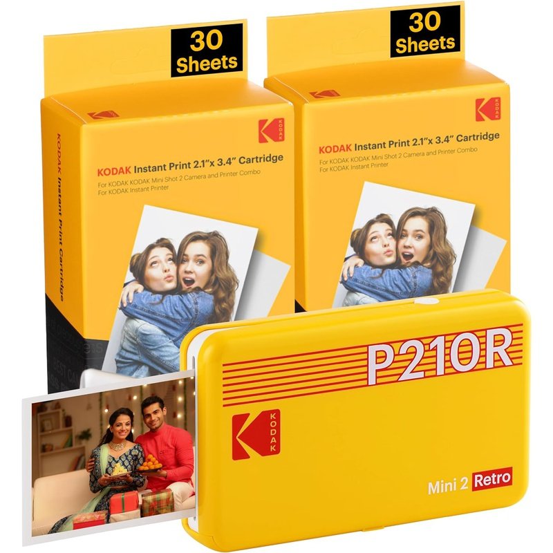 Kodak Mini 2 Retro P210R Portable Photo Printer and Accessory Bundle