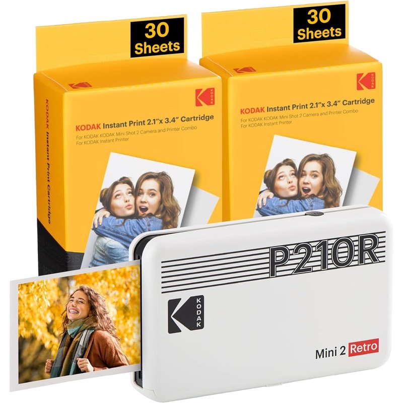 Kodak Mini 2 Retro P210R Portable Photo Printer and Accessory Bundle