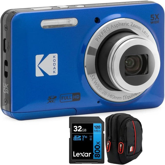 Kodak PIXPRO FZ55 Digital Camera Blue Bundle with Camera Case