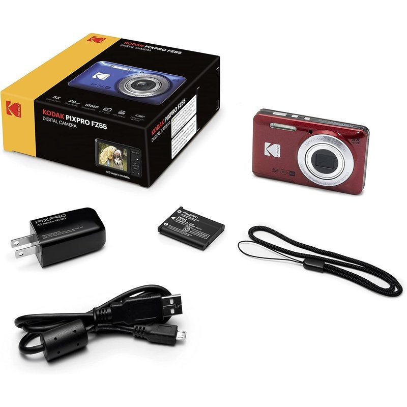 Kodak PIXPRO FZ55 Digital Camera Red Ultimate Accessory Bundle with Case