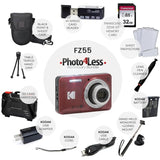 Kodak PIXPRO FZ55 Digital Camera Red Ultimate Accessory Bundle with Case