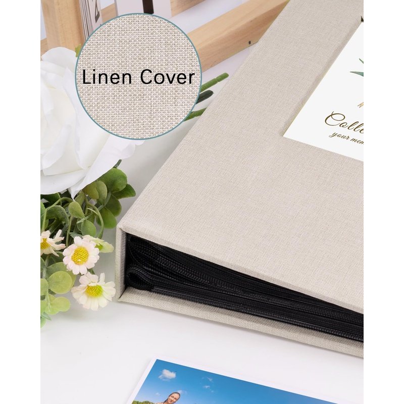 Large Capacity Photo Album 4X6 Photos Linen Fabric Cover with Window