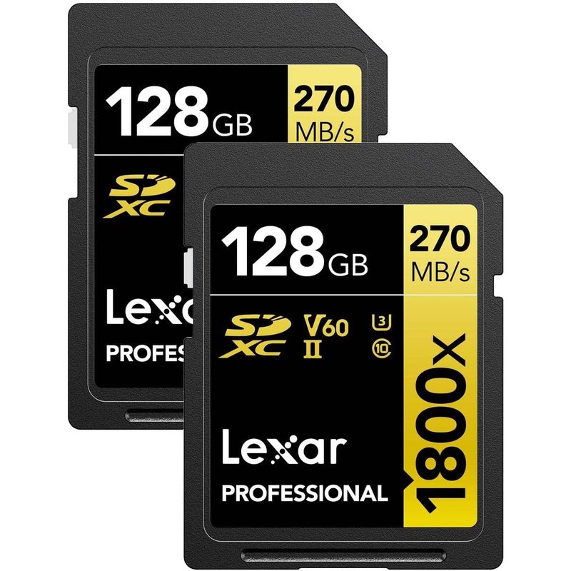 Lexar Pro SDXC Gold Series 1800X 128GB Memory Card, 2-Pack