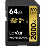 Lexar Pro SDXC Gold Series 2000X 64GB Memory Card 2-Pack