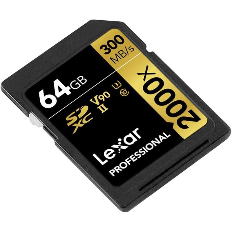 Lexar Pro SDXC Gold Series 2000X 64GB Memory Card 2-Pack