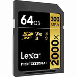 Lexar Pro SDXC Gold Series 2000X 64GB Memory Card 2-Pack