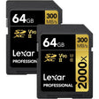 Lexar Pro SDXC Gold Series 2000X 64GB Memory Card 2-Pack