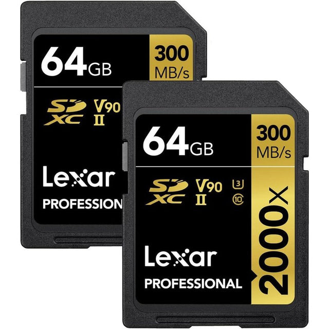 Lexar Pro SDXC Gold Series 2000X 64GB Memory Card 2-Pack