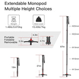 Manbily A222 67" Extendable Travel Monopod, Aluminum Monopod with Feet