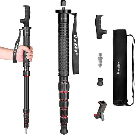 Manbily C555L 61" Monopod in Aluminum or Carbon Fiber, Compact