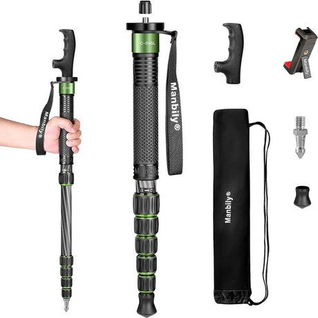 Manbily C555L 61" Monopod in Aluminum or Carbon Fiber, Compact