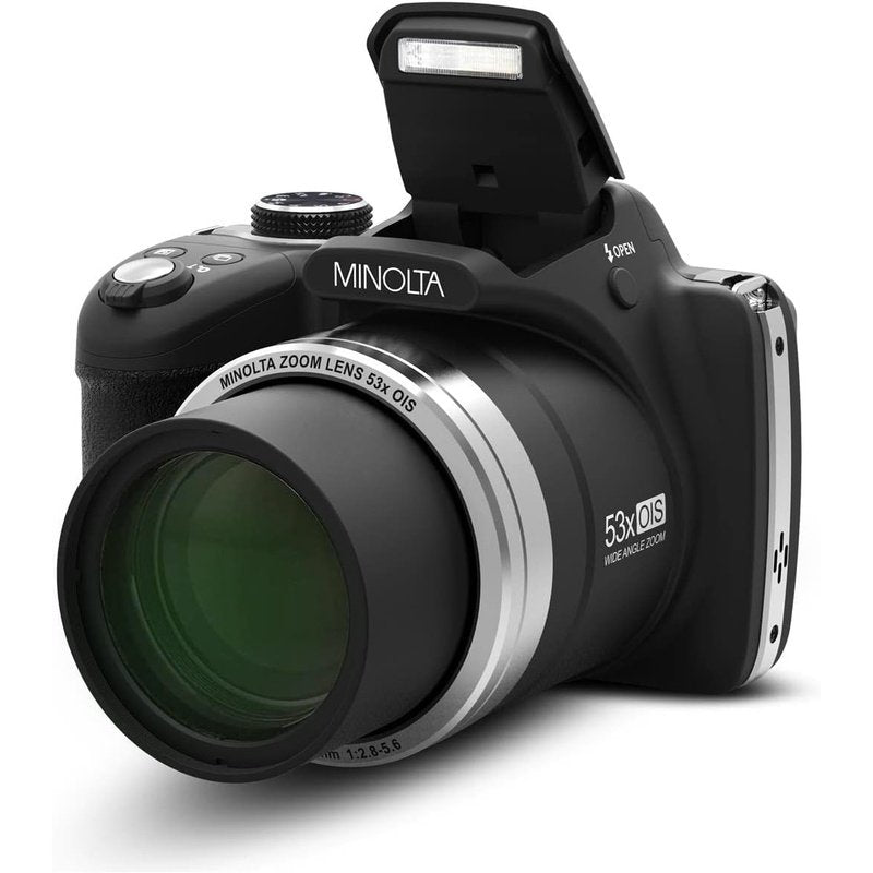 Minolta MN53Z 16MP FHD Digital Camera with 53X Optical Zoom, Wi-Fi, Black Bundle