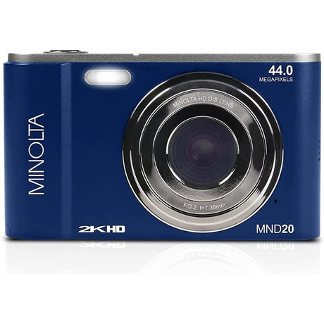 Minolta MND20-BL 44MP 2.7K Ultra HD Digital Camera, Memory Card Bundle