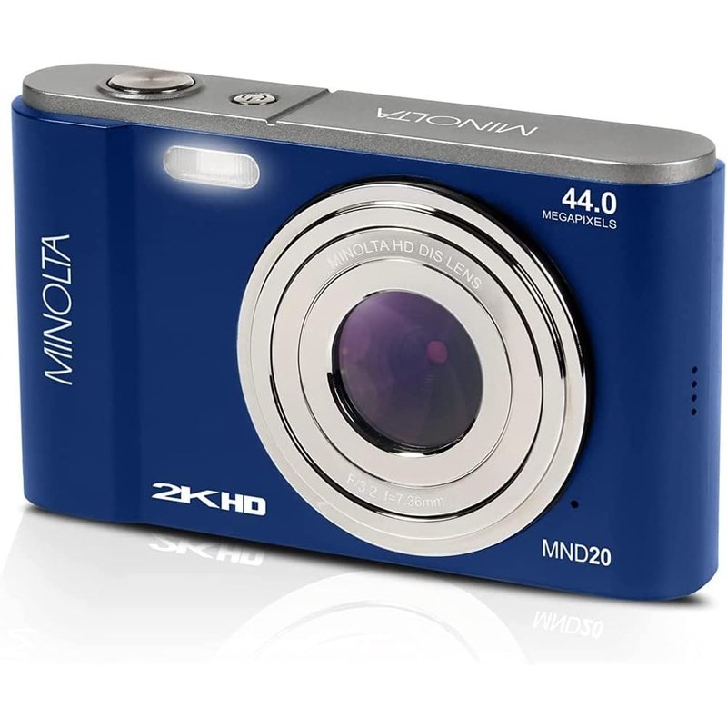 Minolta MND20-BL 44MP 2.7K Ultra HD Digital Camera, Memory Card Bundle