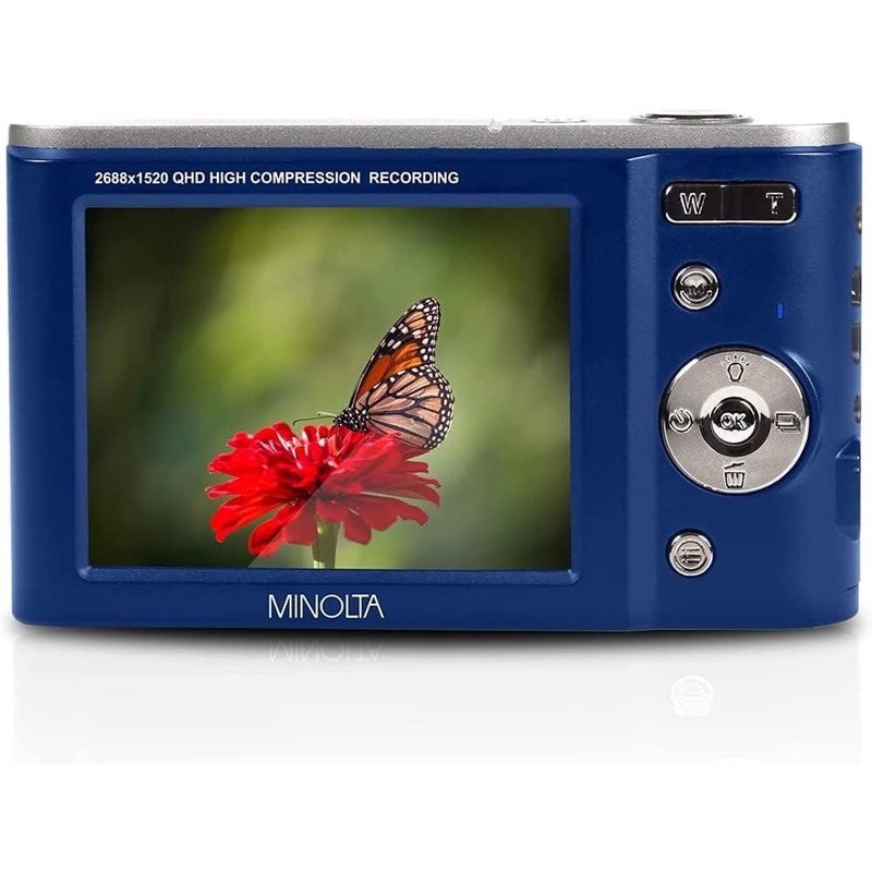 Minolta MND20-BL 44MP 2.7K Ultra HD Digital Camera, Memory Card Bundle