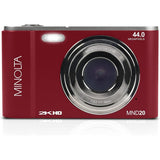 Minolta MND20-RD 44MP 2.7K Ultra HD Digital Camera Red