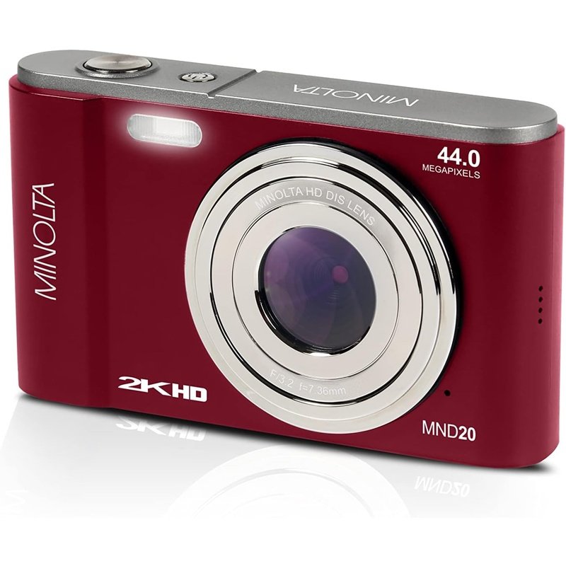 Minolta MND20-RD 44MP 2.7K Ultra HD Digital Camera Red