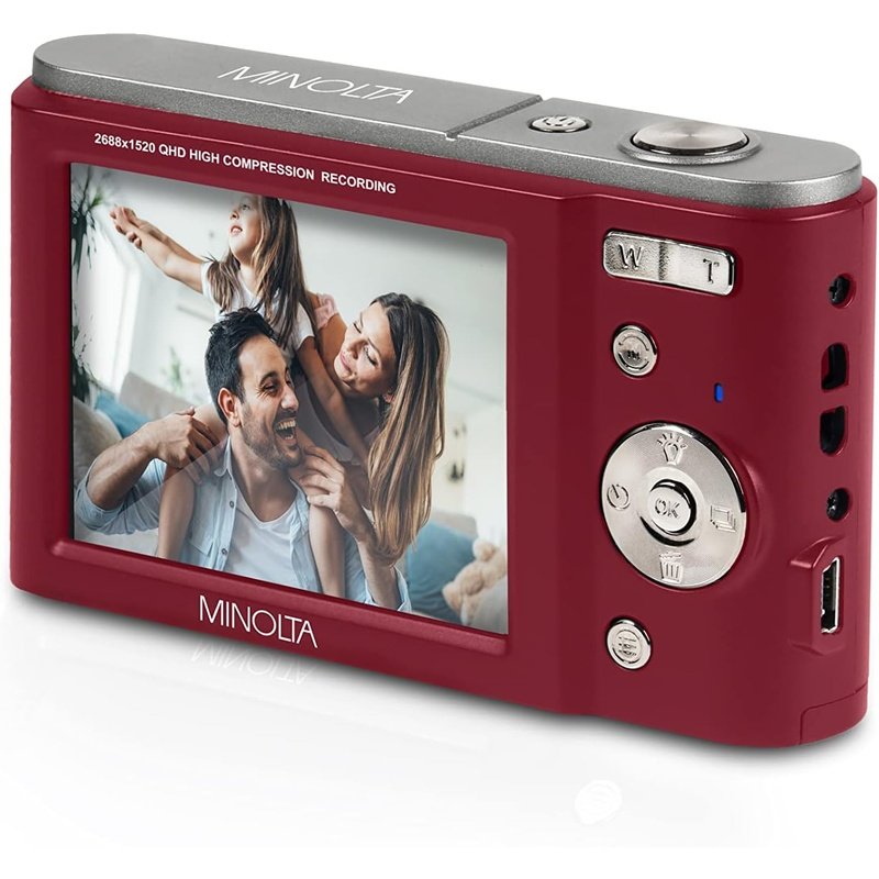 Minolta MND20-RD 44MP 2.7K Ultra HD Digital Camera Red