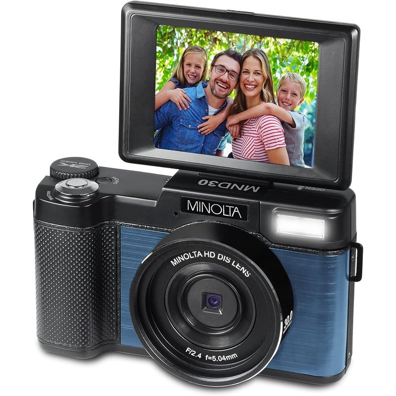 Minolta MND30 30MP 2.7K Ultra HD Digital Camera Blue