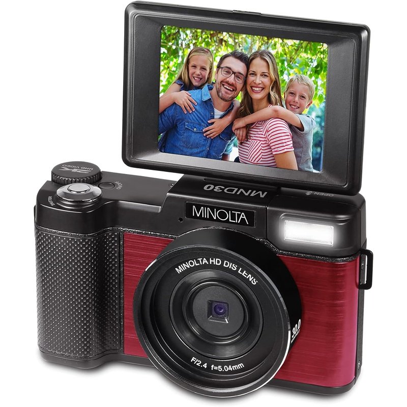 Minolta MND30 30MP 2.7K Ultra HD Digital Camera Red