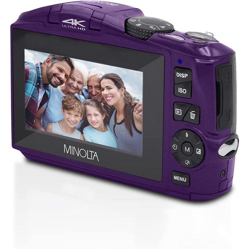 Minolta MND50-P 48MP 4K Ultra HD 16X Digital Zoom Camera Purple Bundle w/Camera Case
