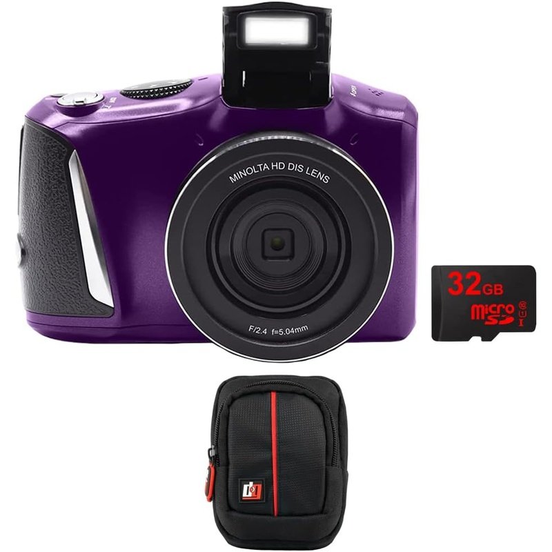 Minolta MND50-P 48MP 4K Ultra HD 16X Digital Zoom Camera Purple Bundle w/Camera Case