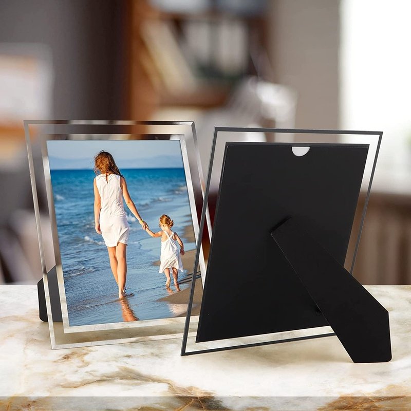 Modern Silver and Glass Tabletop Picture Frames