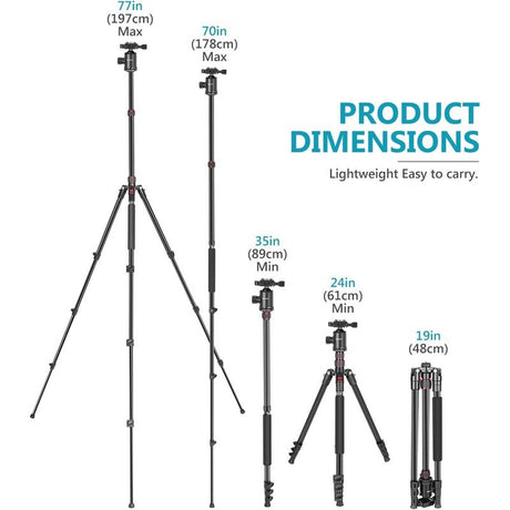 Neewer 77" Aluminum Alloy Camera Tripod Monopod w/Panoramic Ball Head