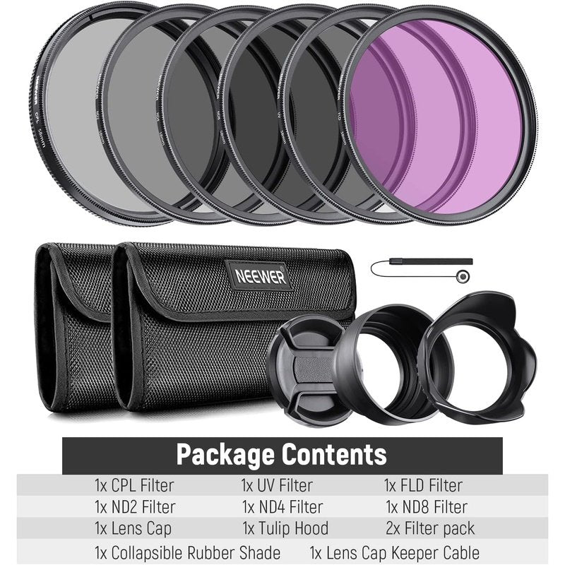 Neewer ND CPL UV and FLD Lens Filter Kit with Accessories, 6-Pack