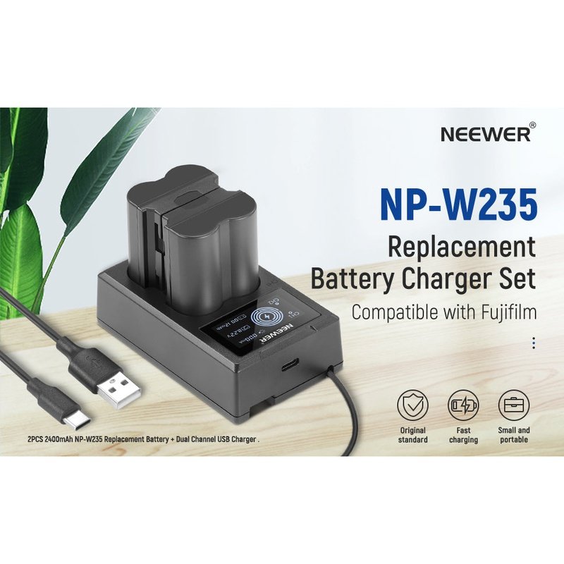 Neewer NP-W235 Battery and Dual Charger Set, for FujiFilm X-T5, X-T4, X-H2S