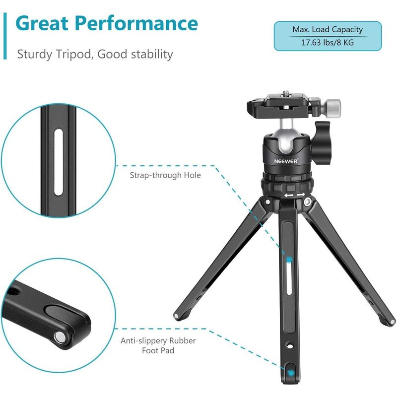 Neewer Portable Compact Desktop Mini Tripod with Low Profile Ball Head