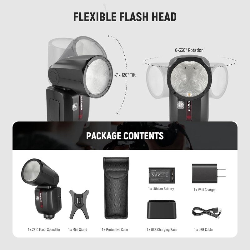 Neewer Z2-C TTL Round Head Flash Speedlite For Canon