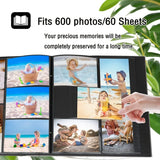 Photo Picture Album 4X6 600 Photos Extra Large Capacity Leather Cover with Black Pages Black