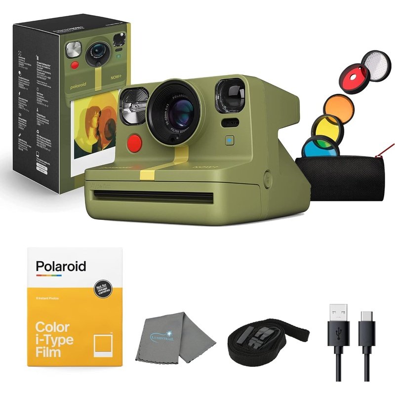 Polaroid Now Plus I-Type Instant Film Camera Bundle - Forest Green