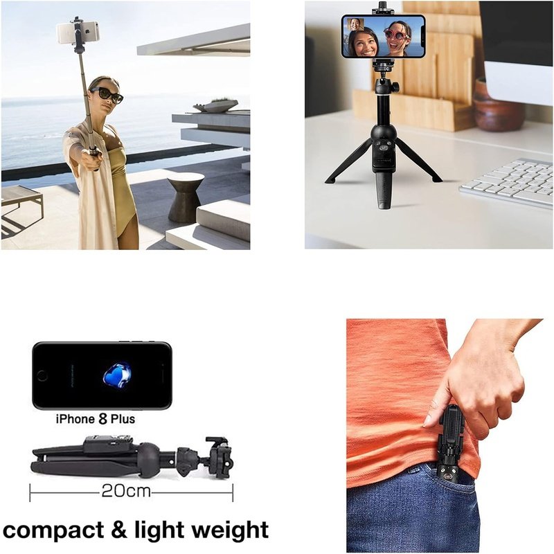 Portable 40 Inch Aluminum Alloy Selfie Stick Tripod w/Wireless Remote