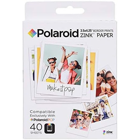 Premium Zink Border Print Photo Paper 40 Sheets Compatible with Polaroid POP Instant Camera