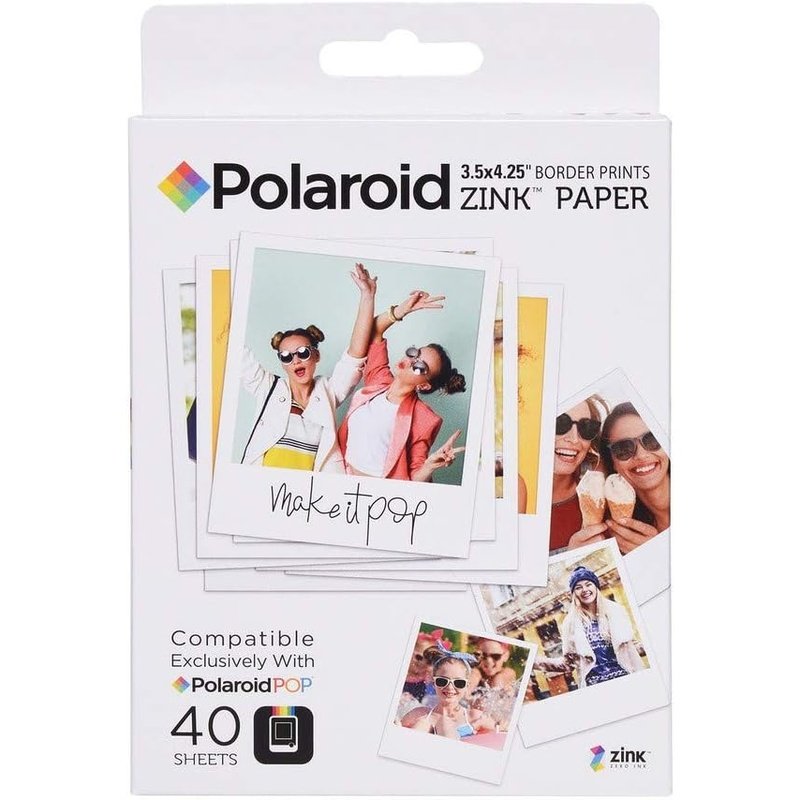 Premium Zink Border Print Photo Paper 40 Sheets Compatible with Polaroid POP Instant Camera