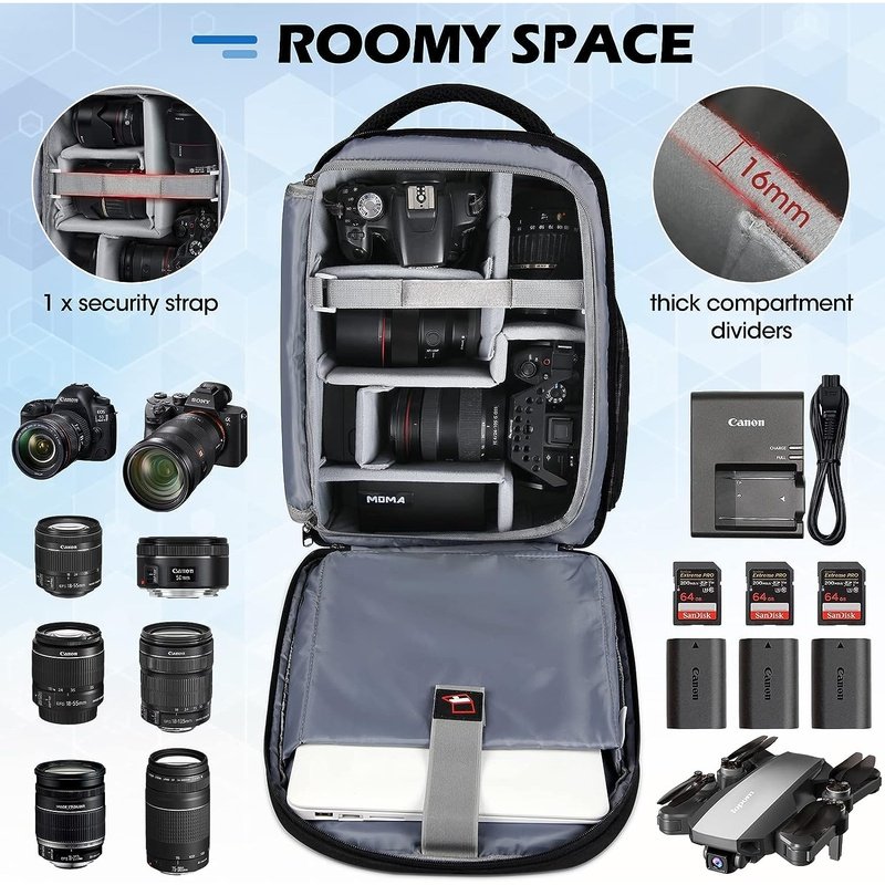 Professional DSLR SLR Mirrorless Camera Backpack w/Tripod Holder and 14" Laptop Slot