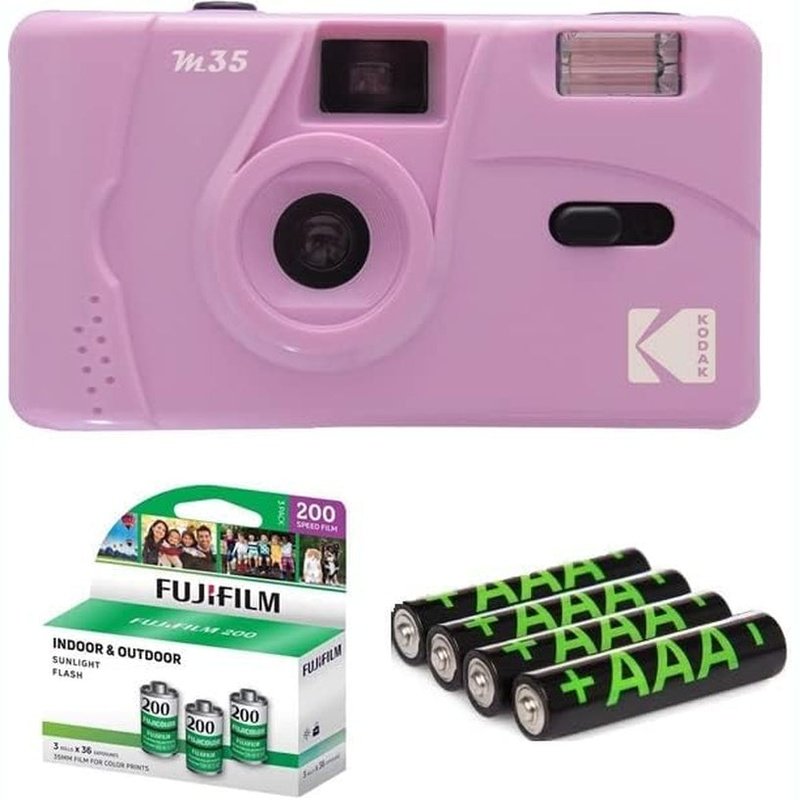 Purple Kodak M35 35mm Film Camera, Film and Battery Bundle