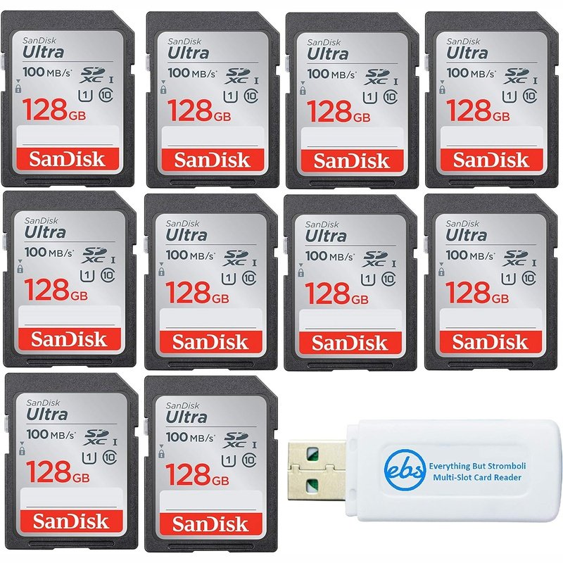 SanDisk 16GB, 32GB, 64GB, or 128GB 10 Pack SD Ultra Memory Cards