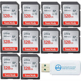 SanDisk 16GB, 32GB, 64GB, or 128GB 10 Pack SD Ultra Memory Cards