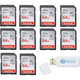 SanDisk 16GB, 32GB, 64GB, or 128GB 10 Pack SD Ultra Memory Cards